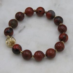 Brecciated Jasper & 14K Gold Stretch Bracelet